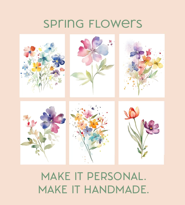 All in One Watercolor Prints Postcards : Spring Flowers - by Breathe People