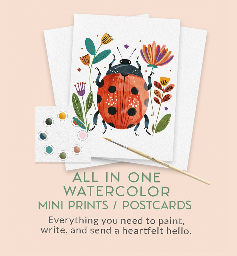 All in One Watercolor Prints Postcards : Spring Folk Art - by Breathe People