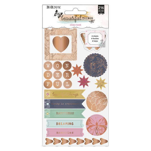 Beautiful Things Sticker Book 8 Sheets with Copper Foil - Bo Bunny