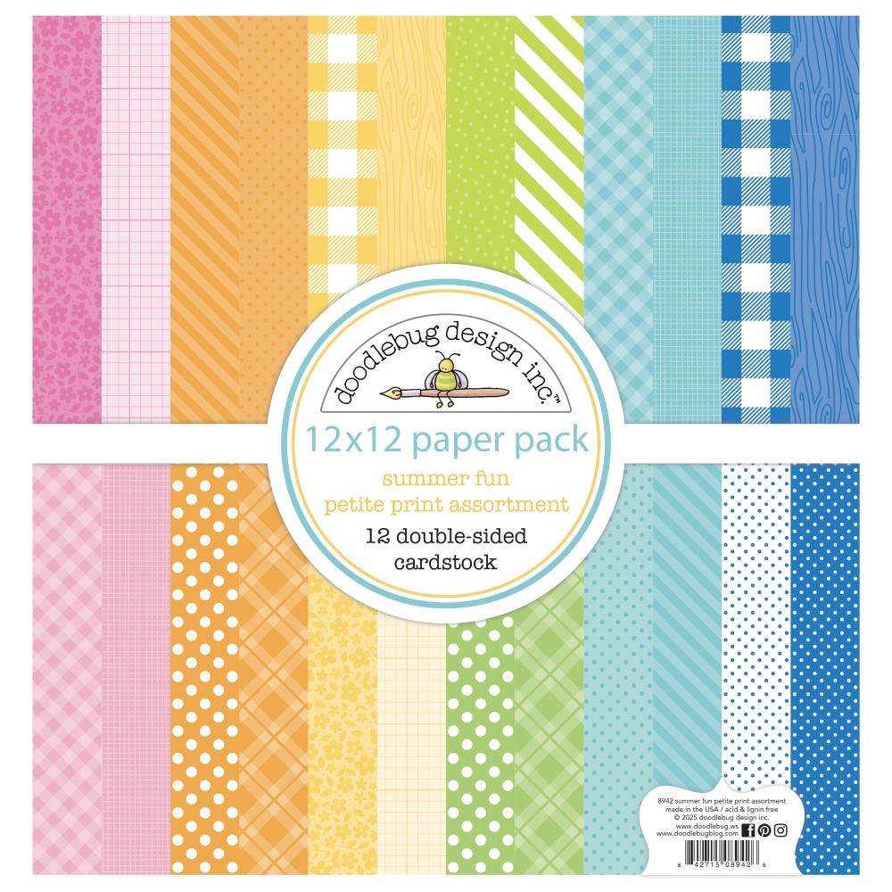 Summer Fun Doodlebug Petite Prints Double-Sided Cardstock 12"X12"
