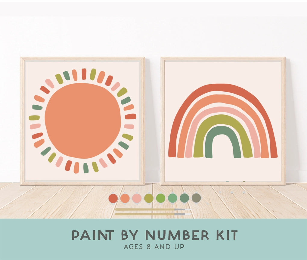 Sun + Moon Paint By Number Kit + Easel For Kids

