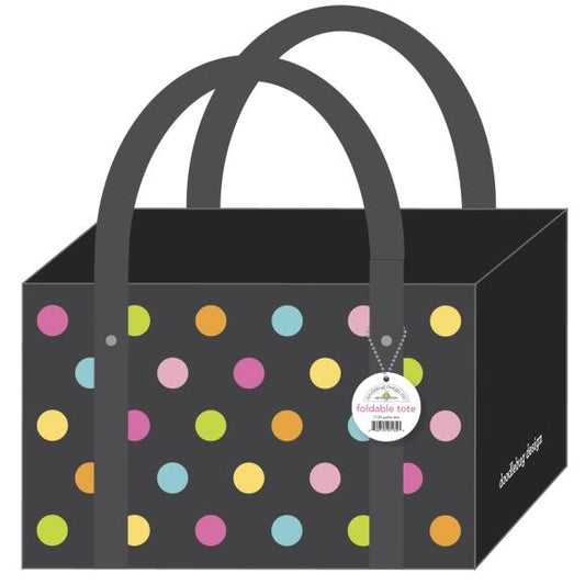Doodlebug Polka Dots Canvas Foldable Tote 15"X10"X10"