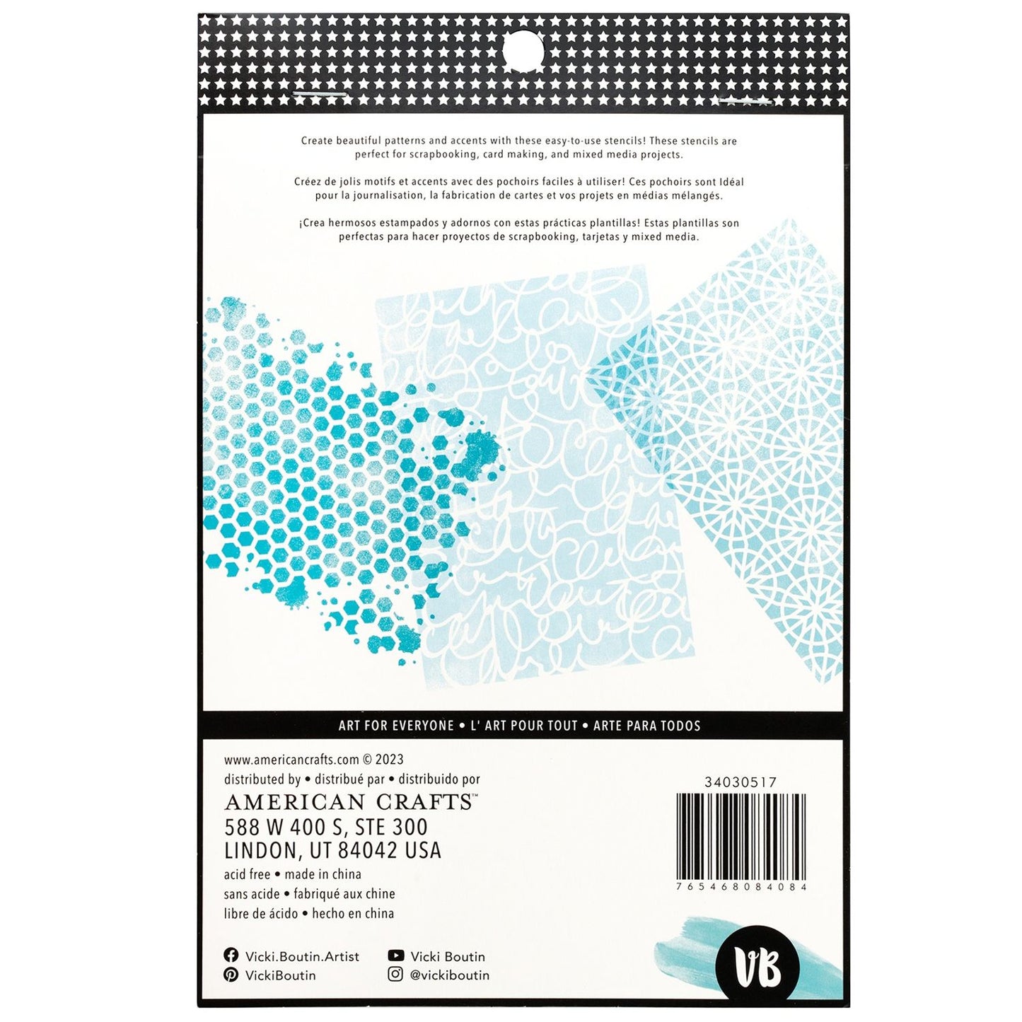 Mixed Media Stencil Set 3 Pack 5x7 - Vicki Boutin