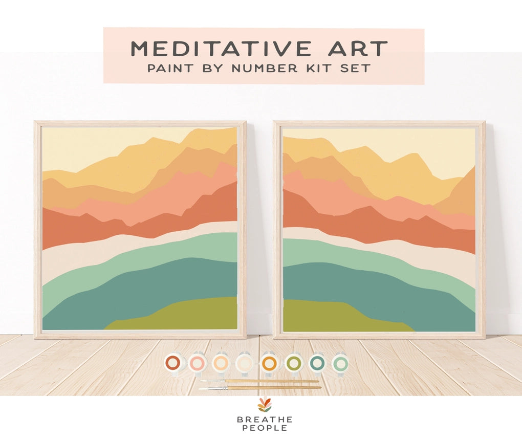 Abstract Zen Peaks Meditative Art Paint By Number Kit+ Easel

