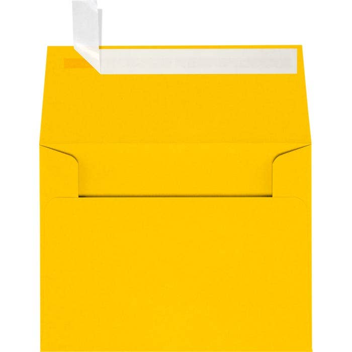 JAM A2 Envelopes, Sunflower Yellow, Peel & Press, 12/PK