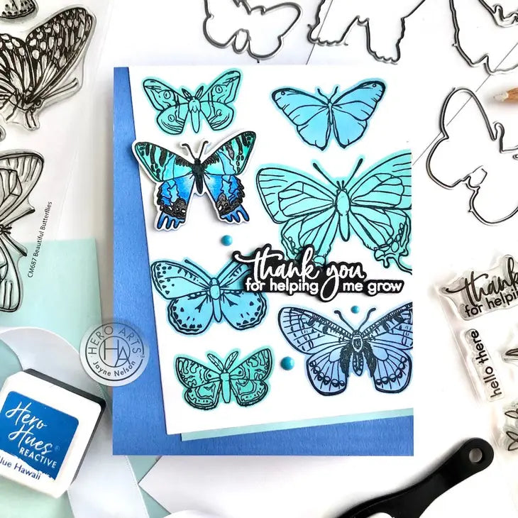 Beautiful Butterflies Clear Stamps and Craft Dies Bundle Hero Arts