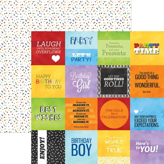 Colorways Birthday Tags 12x12 Scrapbook Paper Double Sided by Paper House Productions