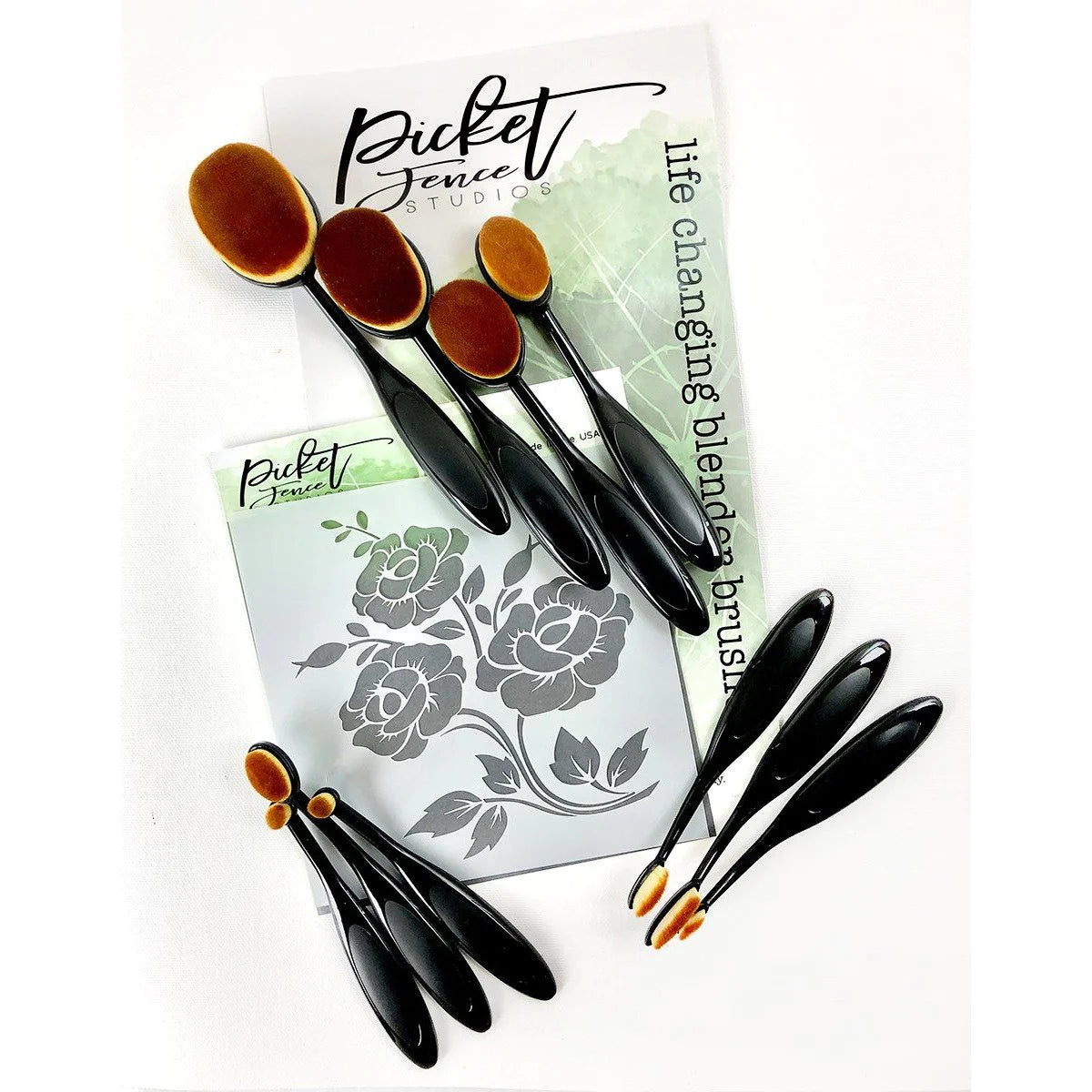 Life Changing Ink Blender Brush Set plus Bonus Stencil - Picket Fence Studios