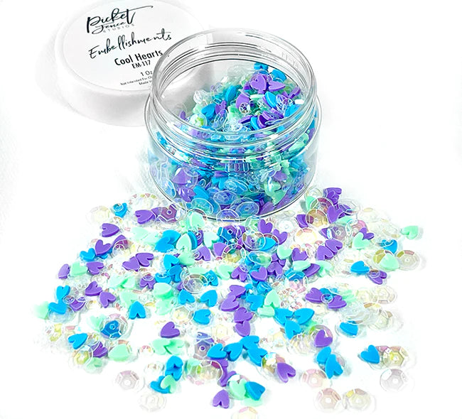 Cool Hearts - Blue Green and Purple Hearts Embellishments by Picket Fence Studios