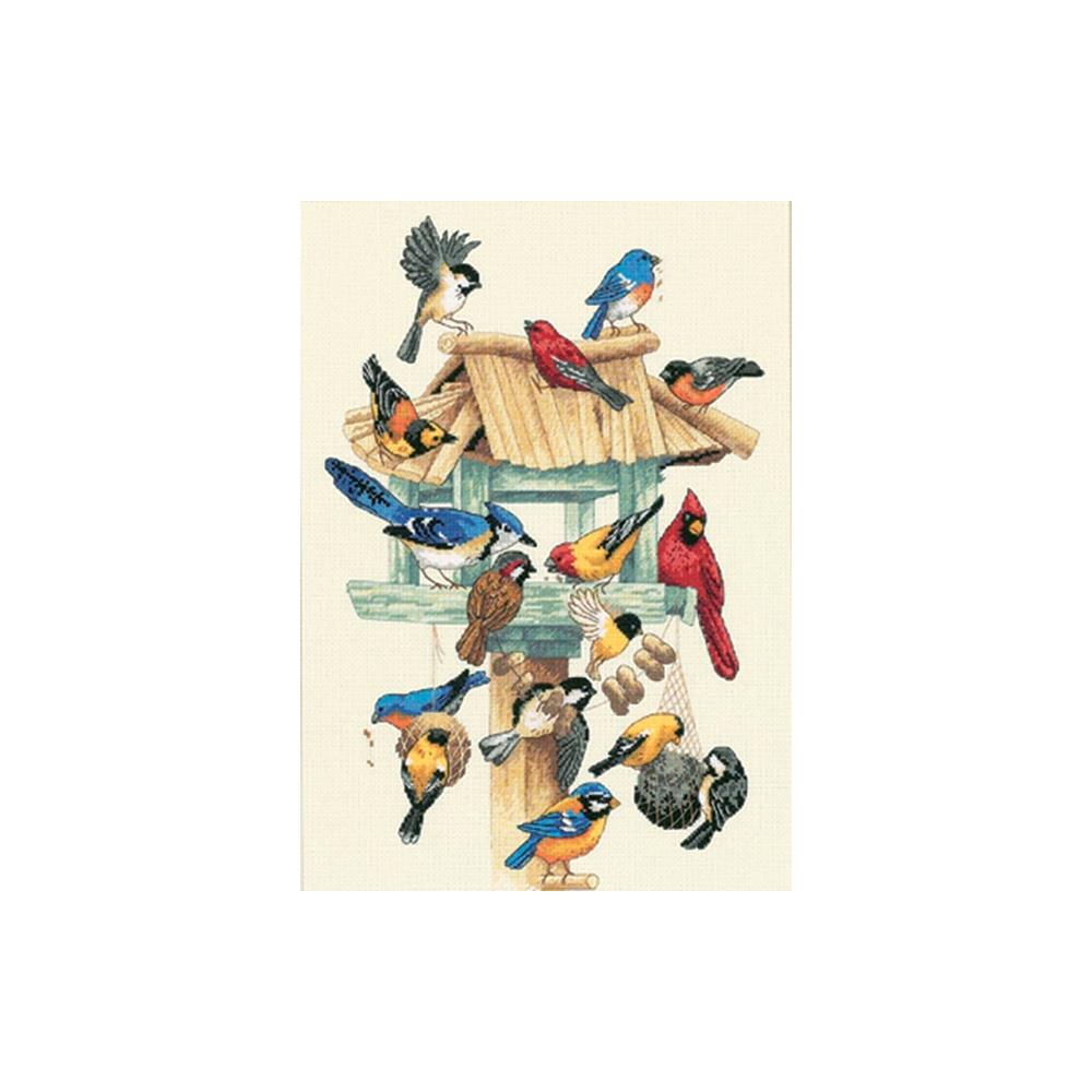 Feasting Frenzy Birds and Birdhouse Cross Stitch Kit 11x11