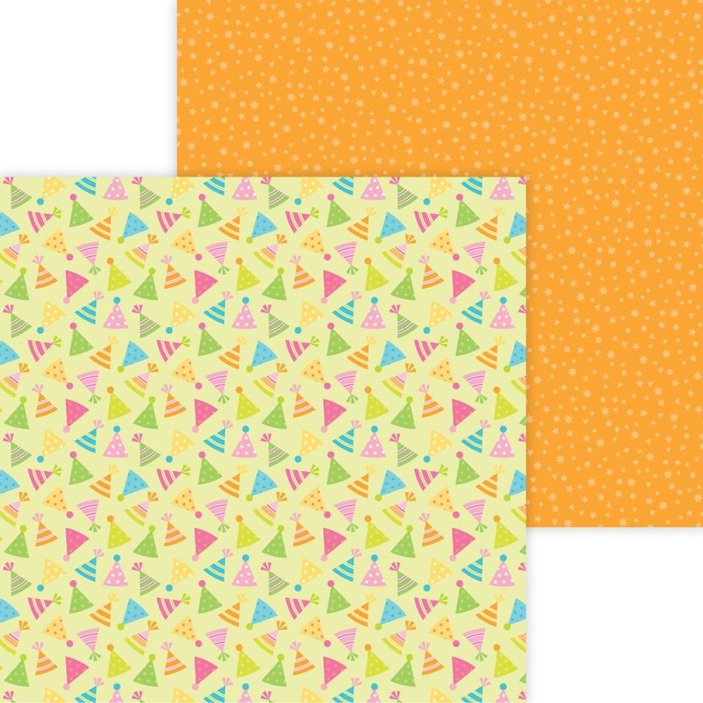 Hip Hip Hooray 12x12 Scrapbook Paper Double Sided Doodlebug Birthday Hats