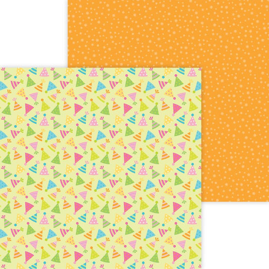 Hip Hip Hooray 12x12 Scrapbook Paper Double Sided Doodlebug Birthday Hats