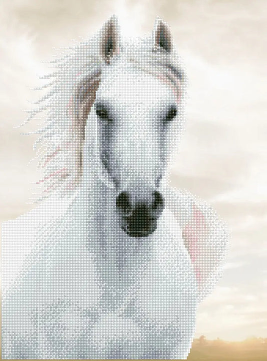 Imperial Stallion White Horse Diamond Painting Dotz Art Kit