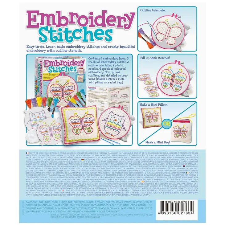 Kid's Beginner Butterfly Embroidery Stitches Kit
