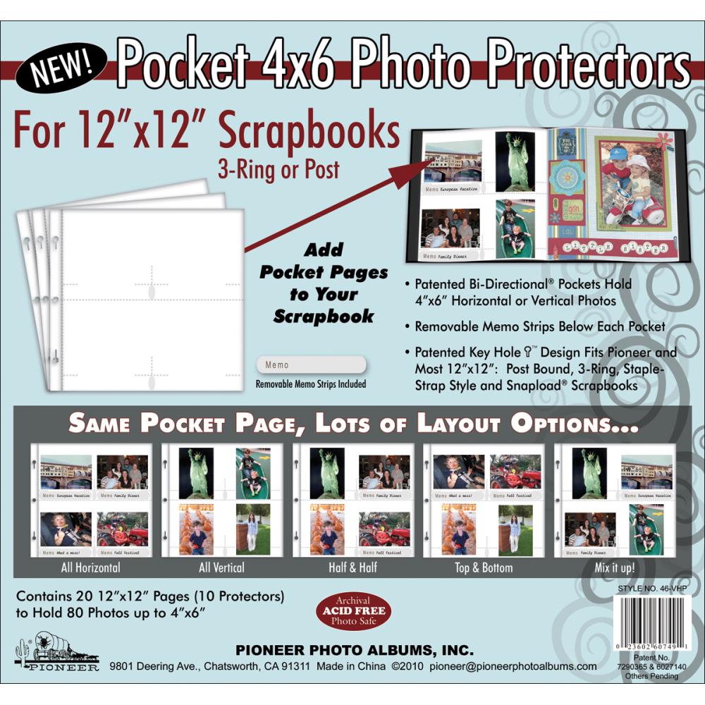 Pioneer Universal Photo Sleeves for 12"X12" Scrapbook Albums 10/Pkg