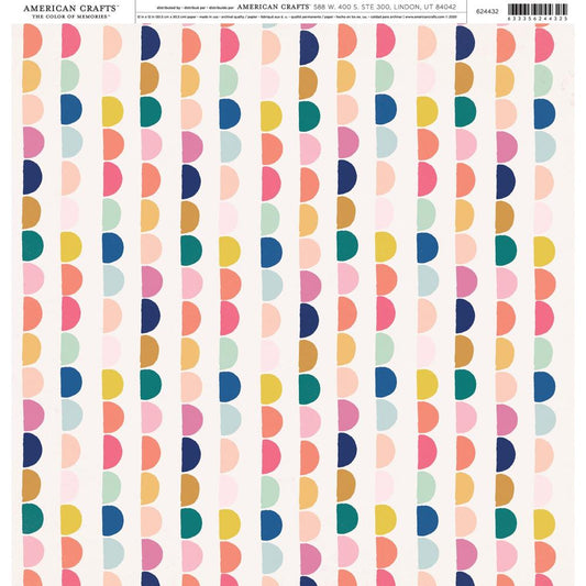 Rainbow Circles Single Sided 12x12 Scrapbook Paper by American Crafts