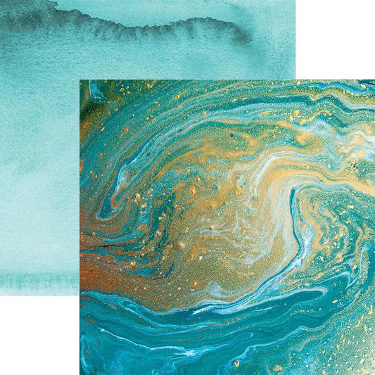 Teal Marble 12x12 Scrapbook Paper Double Sided Paper House Productions