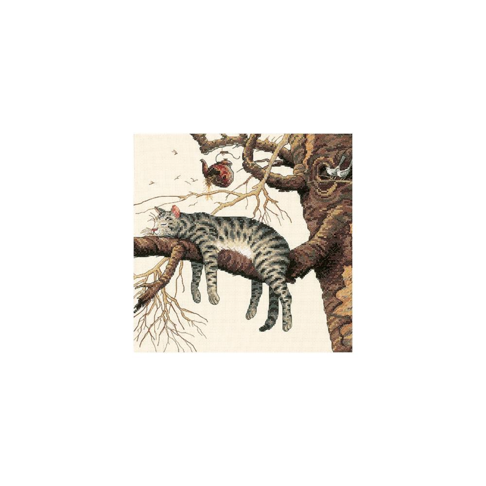 Too Pooped Cat Cross Stitch Kit 11x11