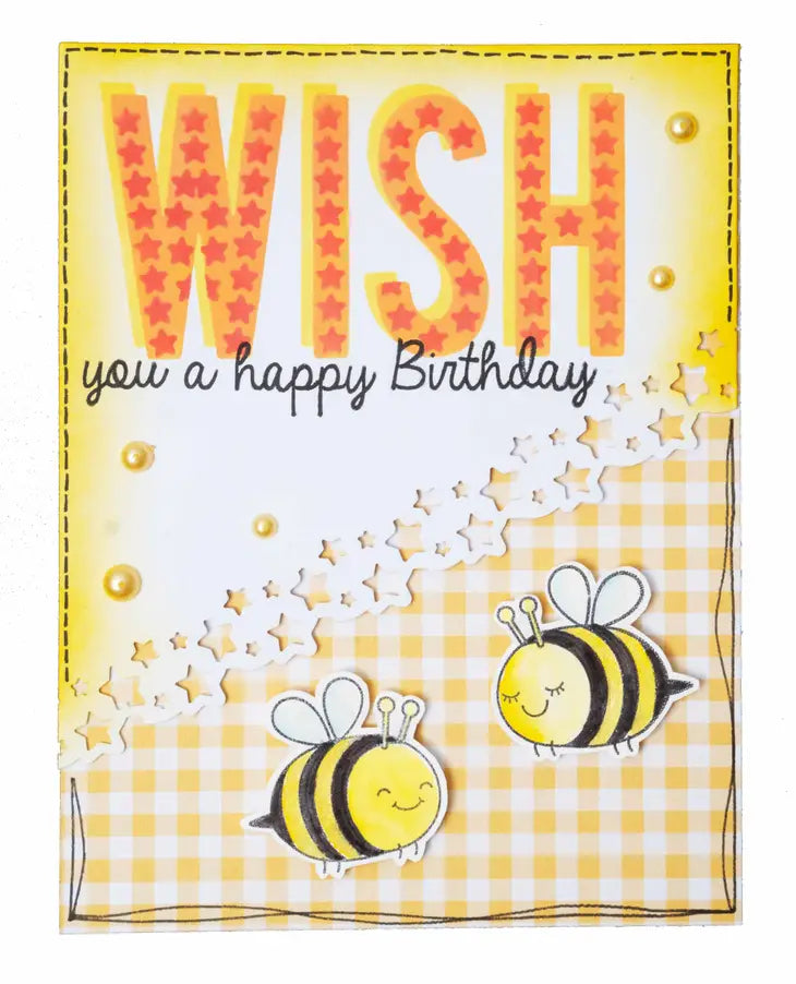 Wish Sentiments Essentials Stencil Mask and Stamps Set - Studio Light