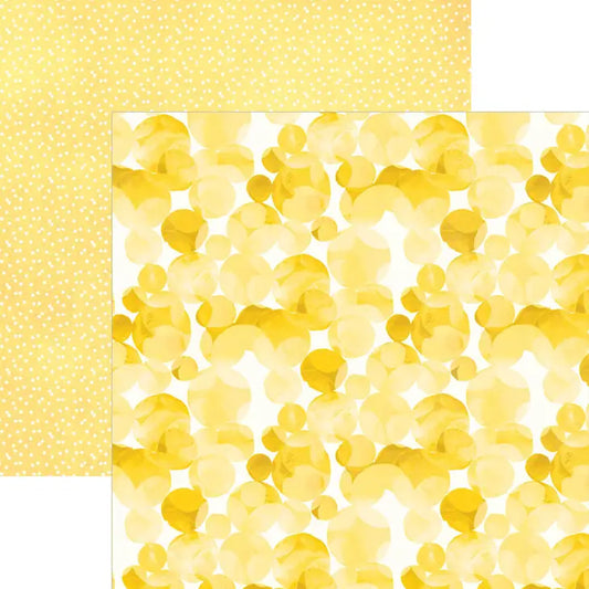 Yellow Watercolor Polka Dots 12x12 Scrapbook Paper - Paper House Productions