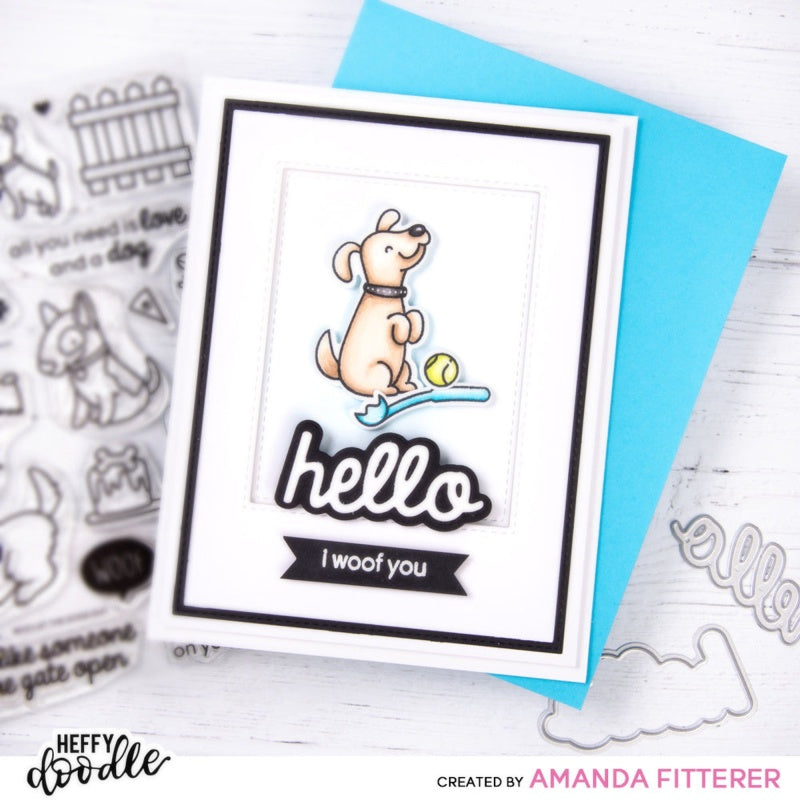Heffy Doodle Hot Diggity Dog Stamps Set Clear Cling Mount for Cardmaking